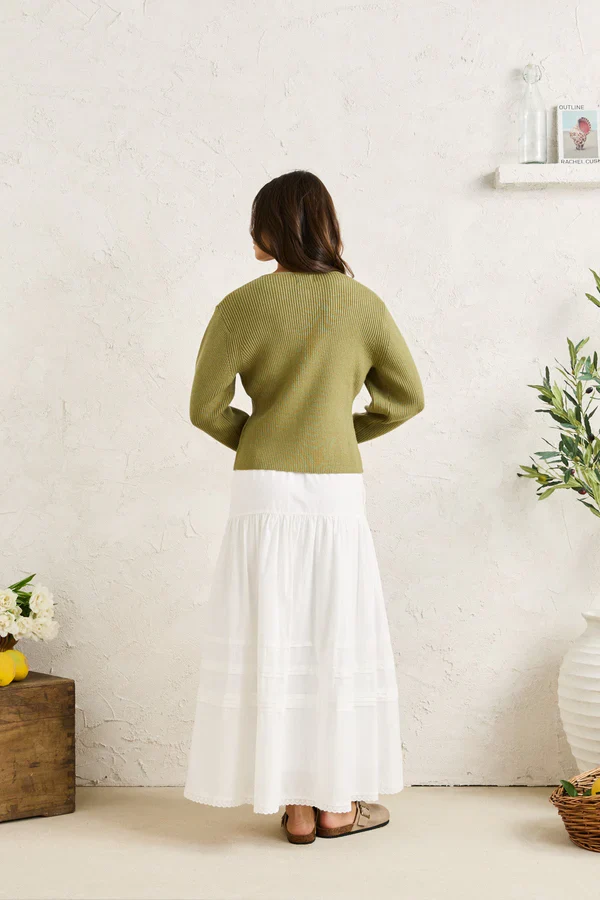 Rhythm Solene Ruffle Midi Skirt - White - Image 4