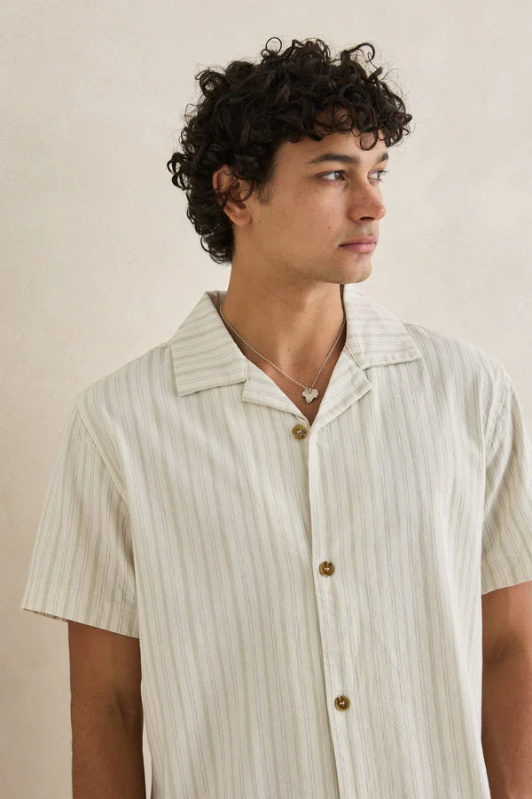 Rhythm Vacation Stripe Short Sleeve Shirt - Natural - Image 4