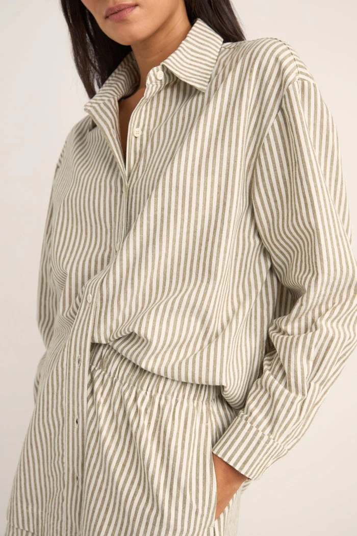 Rhythm Valley Stripe Oversized Shirt - IVY