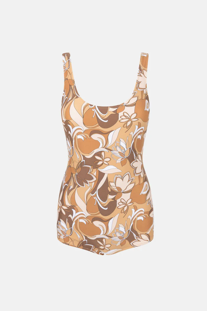 Rhythm Ventura Surf Short One Piece - BROWN