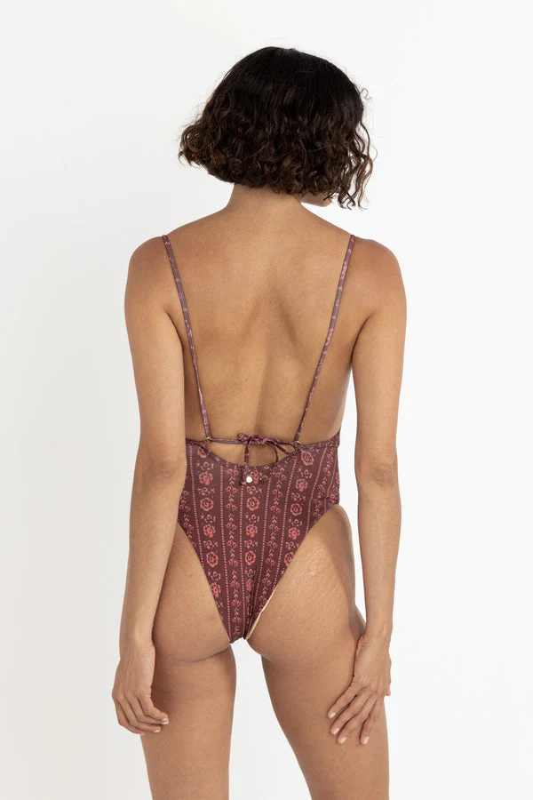 Rhythm Vintage Floral One Piece - Burgundy - Image 4