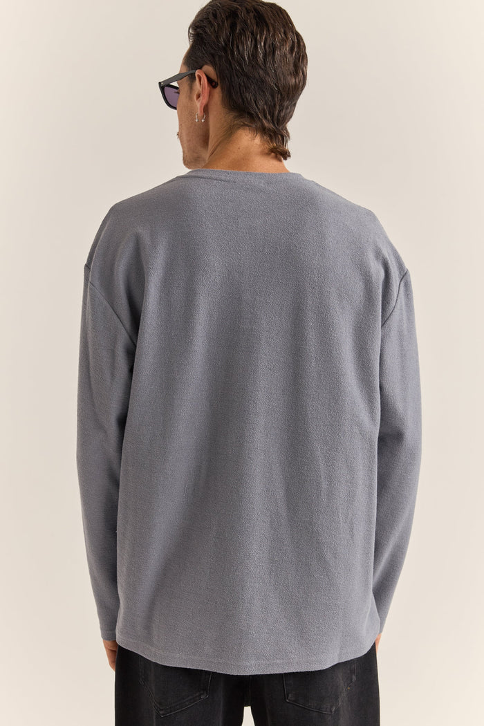 Rhythm Vintage Terry Ls Henley - INDIGO - Image 2