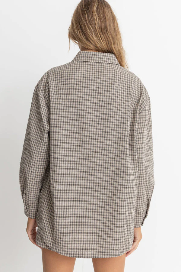 Rhythm Sandy Check Oversized Shirt - NATURAL - Image 3