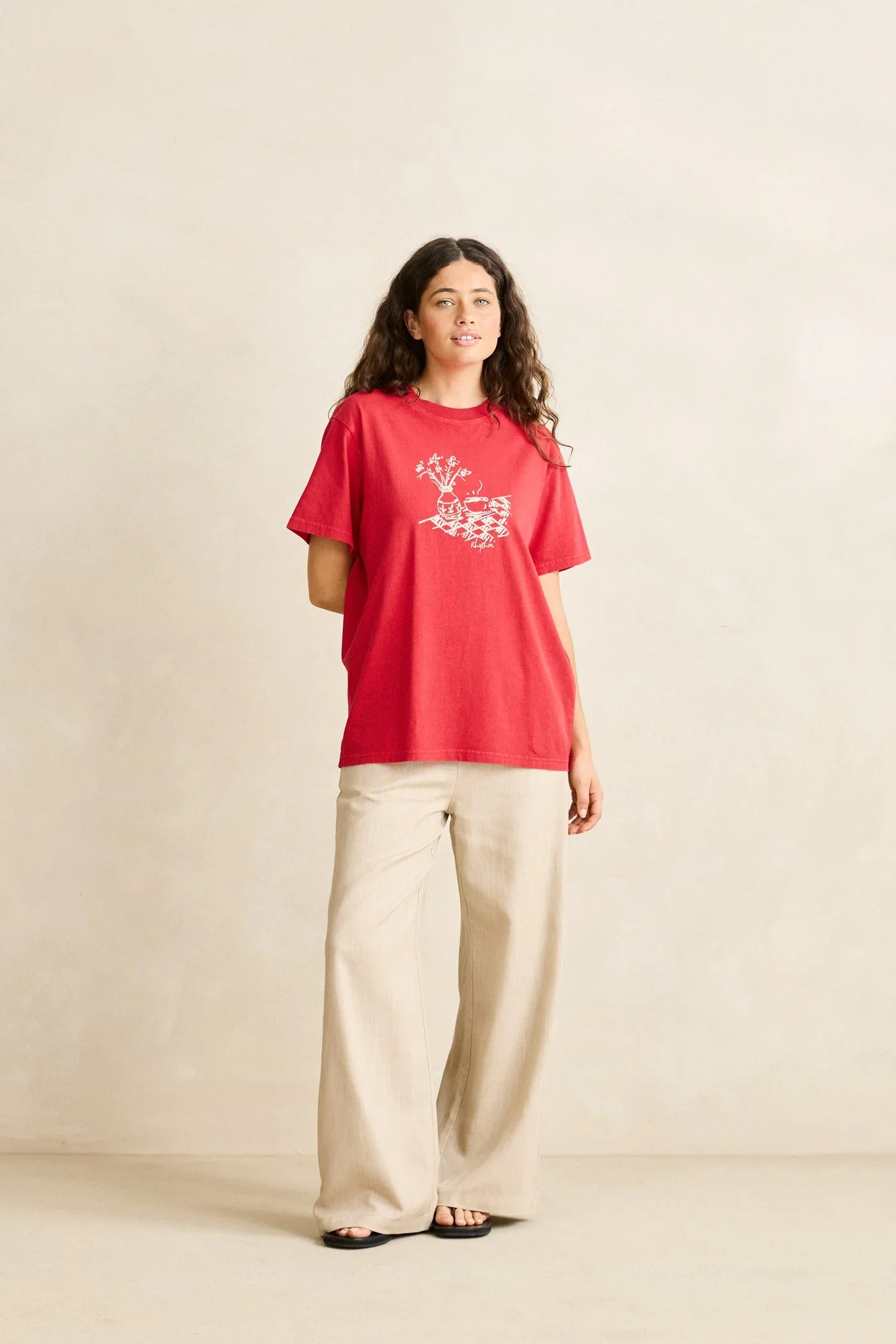 Rhythm Women's Simple Things Vintage Tee Washed Red - Washed Red