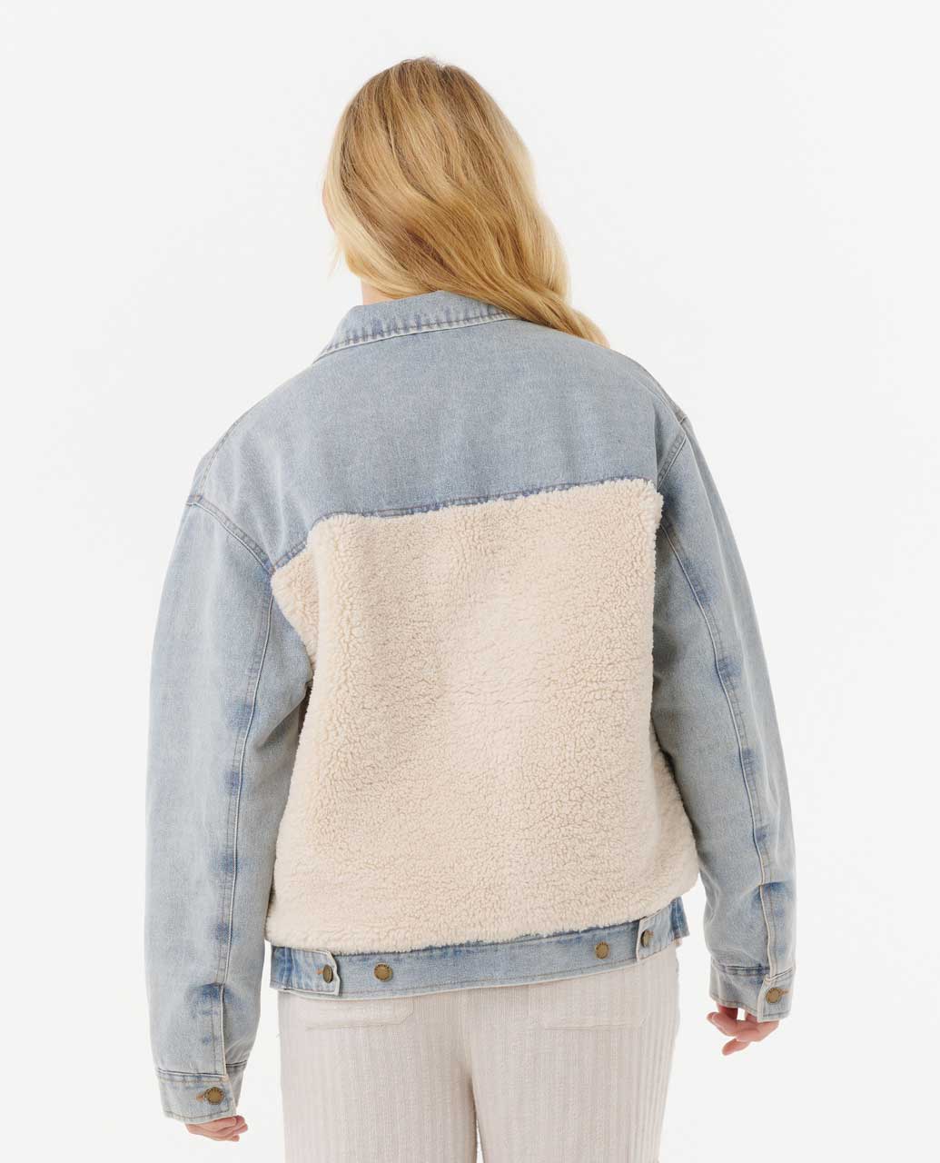 Rip Curl Cruisin' Sherpa Denim Jacket - Washed Blue 9756 - Image 2