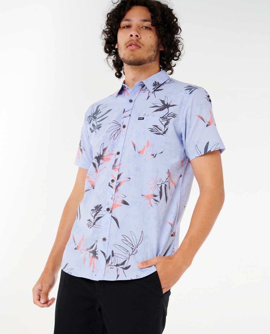 Rip Curl Heritage Floral Short Sleeve Shirt - Ice Blue