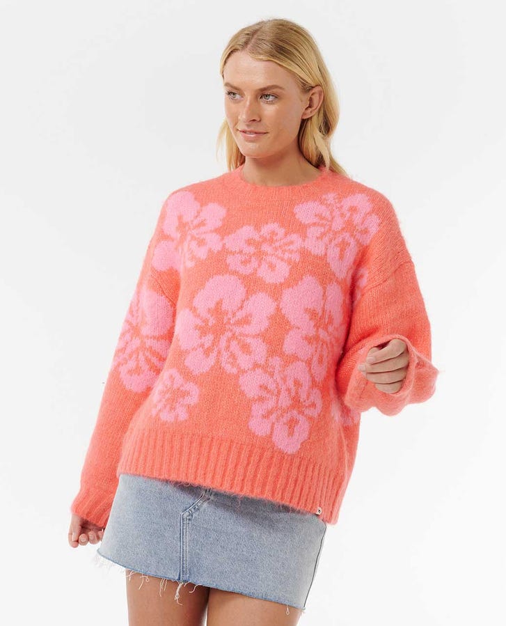 Rip Curl Hibiscus Heat Jacquard Crew - Watermelon