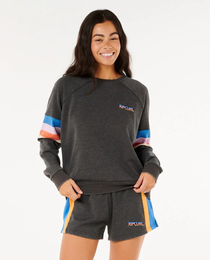 Rip Curl Las Dalias Raglan Crew - Washed Black