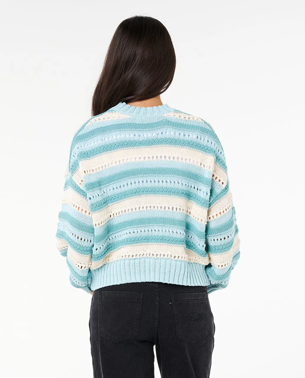 Rip Curl Neon Isles Cotton Stripe Knit - Blue/Natural 2400 - Image 3