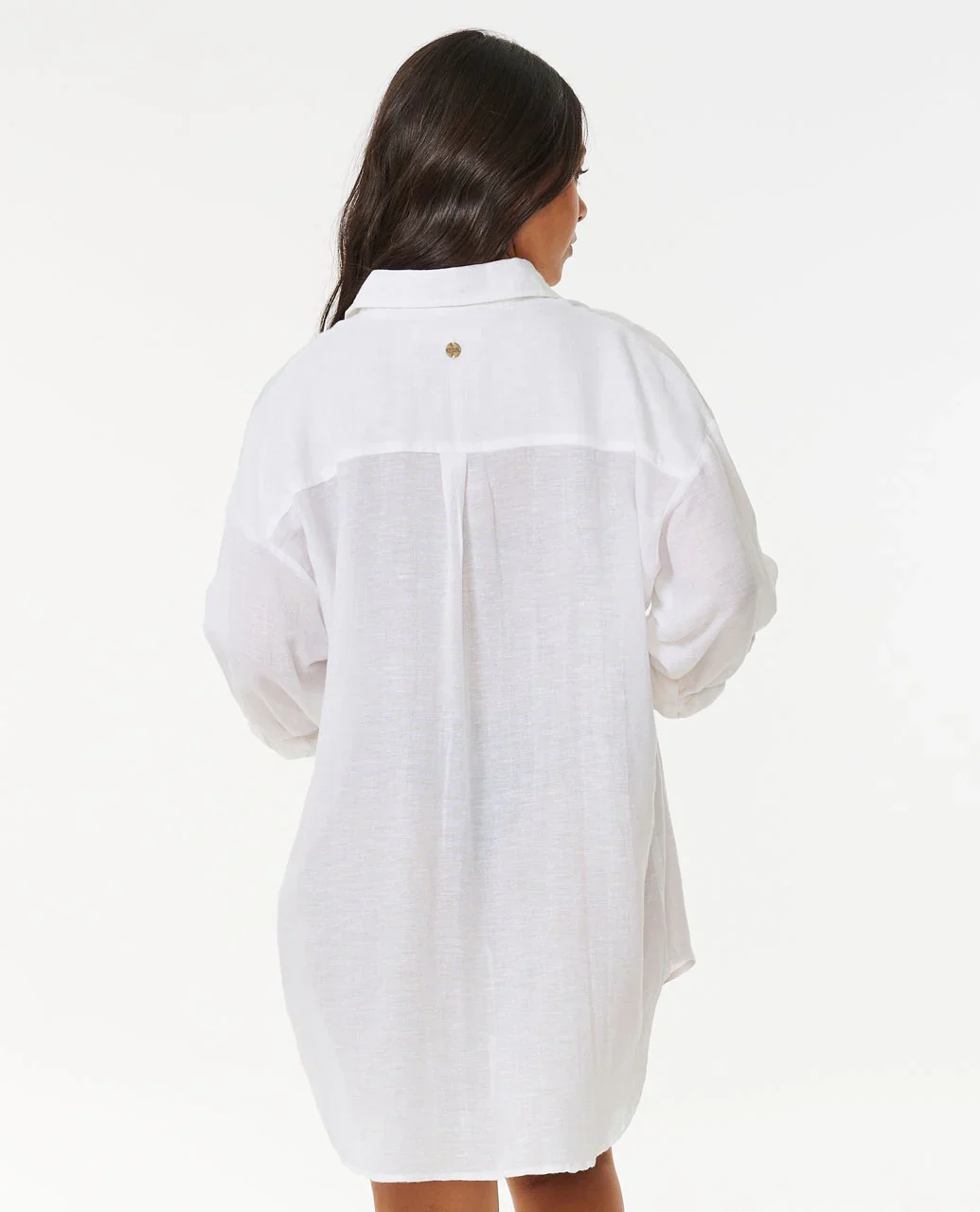 Rip Curl Premium Linen Long Sleeve Button Through Shirt - White 1000 - Image 3