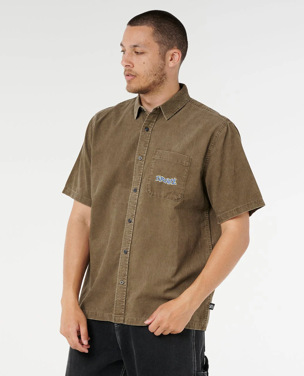 Rip Curl Raw Energy Cord Short Sleeve Shirt - Rock - Image 2