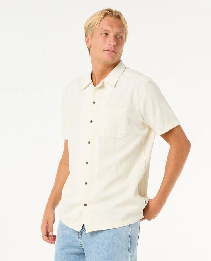 Rip Curl Raw Energy Stripe Short Sleeve Shirt - 3021 Bone - Image 2