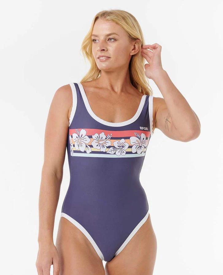 Rip Curl Waikiki Waves Good Coverage One Piece Swimsuit - Navy 0049