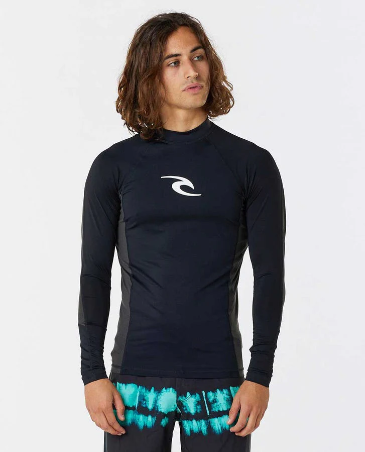Rip Curl Waves Uv Long Sleeve Rash Guard - 0090 Black