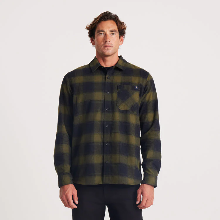 ROARK Crossroads Organic Cotton Flannel - DARK MILITARY PLAID