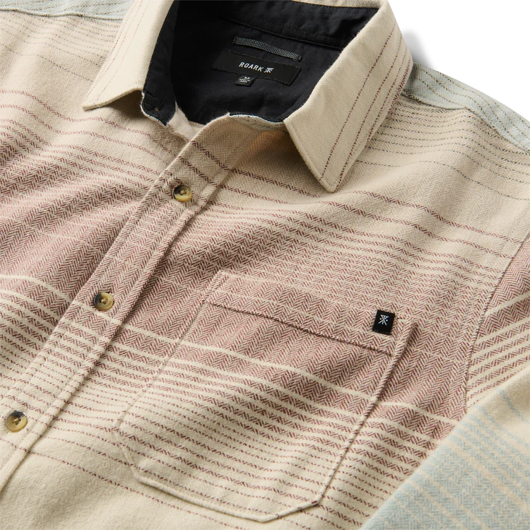 Roark Crossroads Organic Cotton Flannel - Fossil Stripe - Image 4