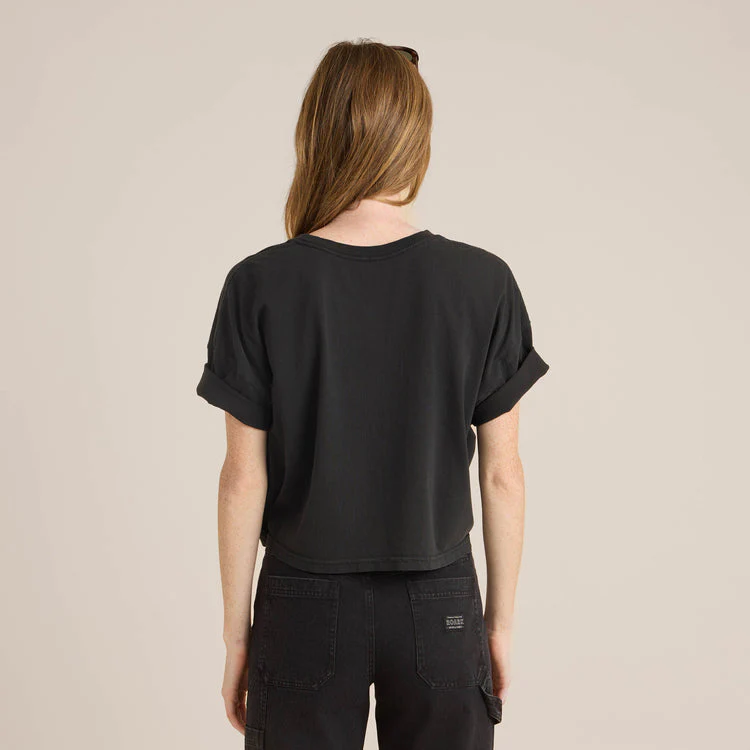 Roark Night Ride Cropped Boxy Organic Premium Tee - FADED BLACK - Image 2