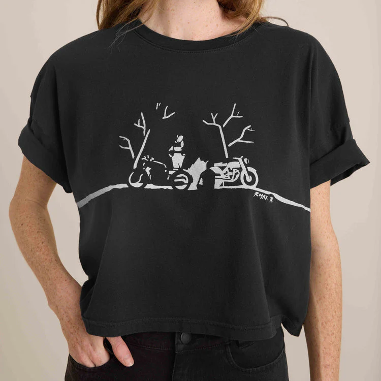 Roark Night Ride Cropped Boxy Organic Premium Tee - FADED BLACK - Image 3