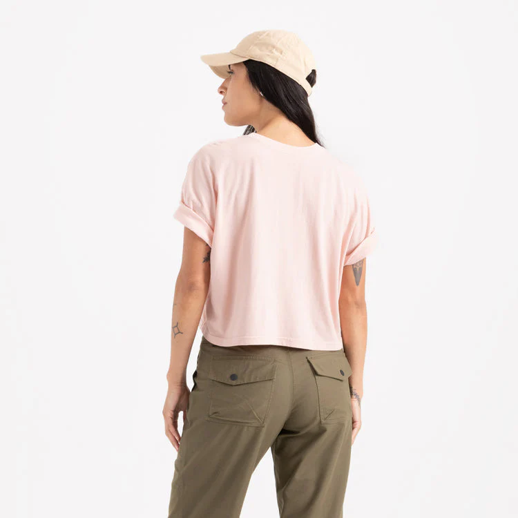 Roark Striped Shell Cropped Boxy Premium Tee - Dusty Apricot - Image 2