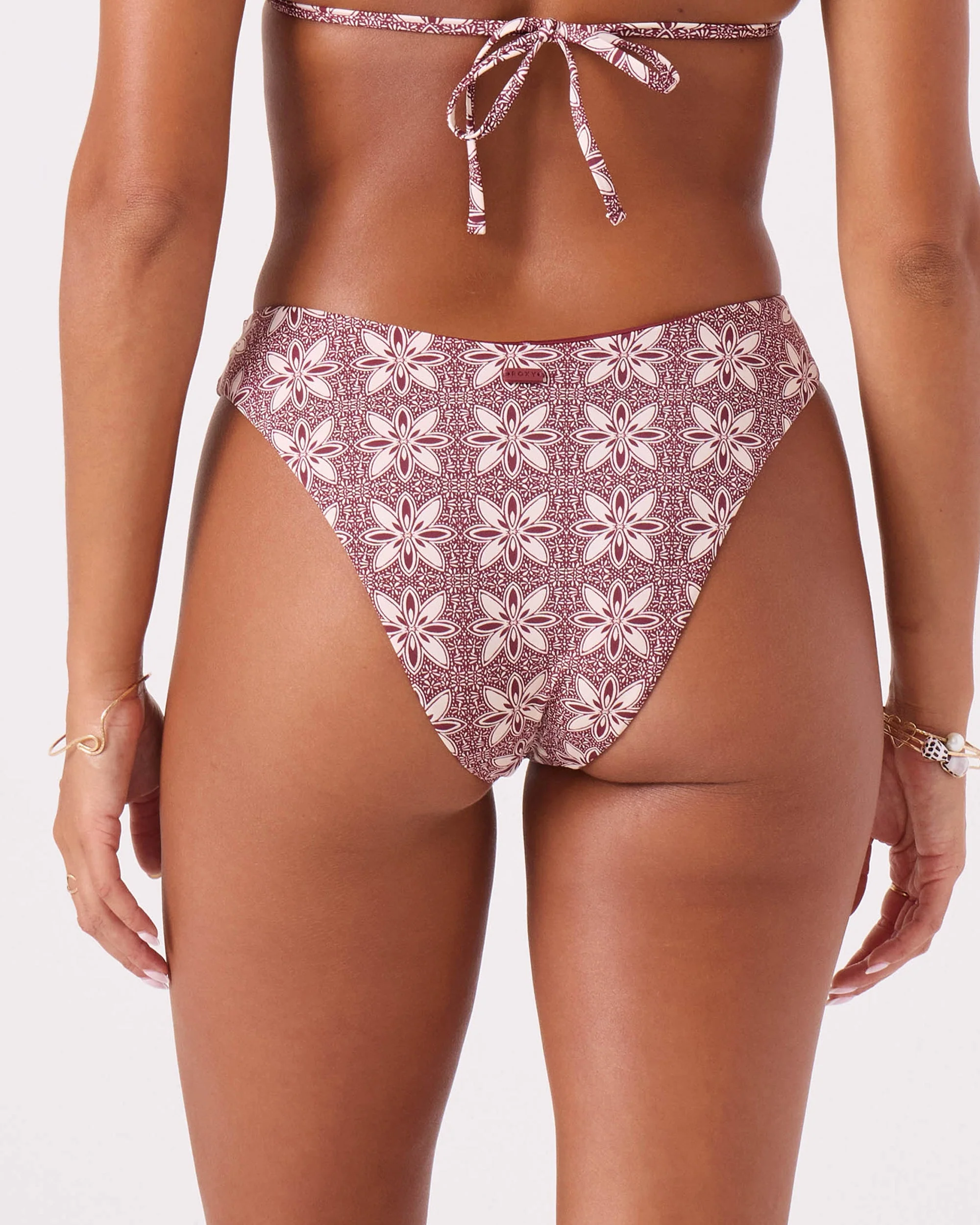 Roxy Batik Bloom Scoop Cheeky Bikini Bottom - Port - Image 2
