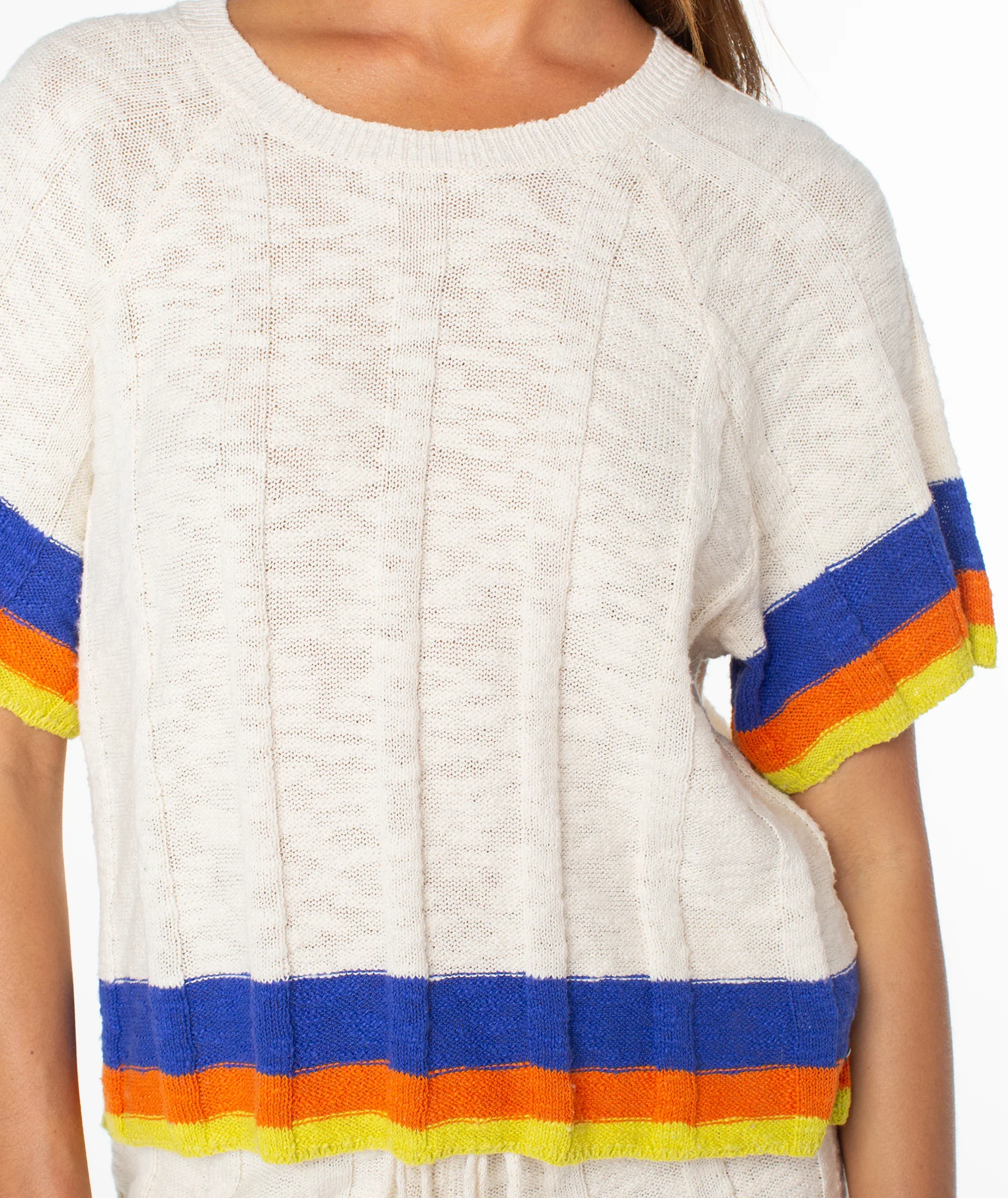 Roxy Cabana Club Tee Stripe Top - Dew - Image 2