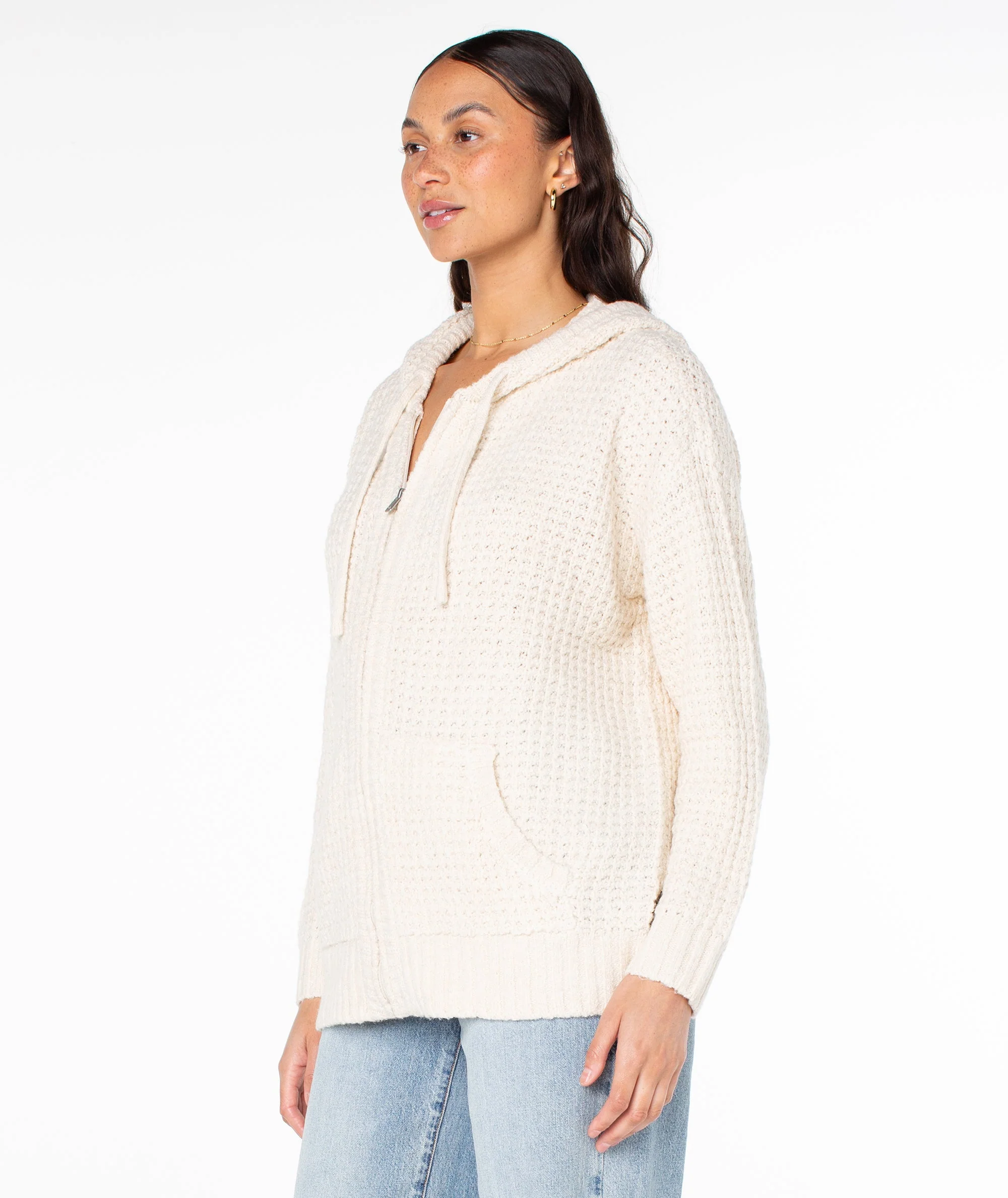 Roxy Glassy Mornings Zip-Up - Parchment Solid - Image 2