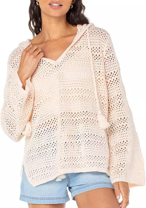 Roxy Hippie Love Hooded V-Neck Sweater - PINK CHAMPAGNE