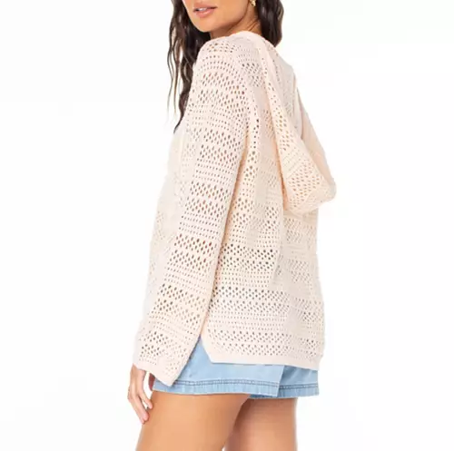Roxy Hippie Love Hooded V-Neck Sweater - PINK CHAMPAGNE - Image 2