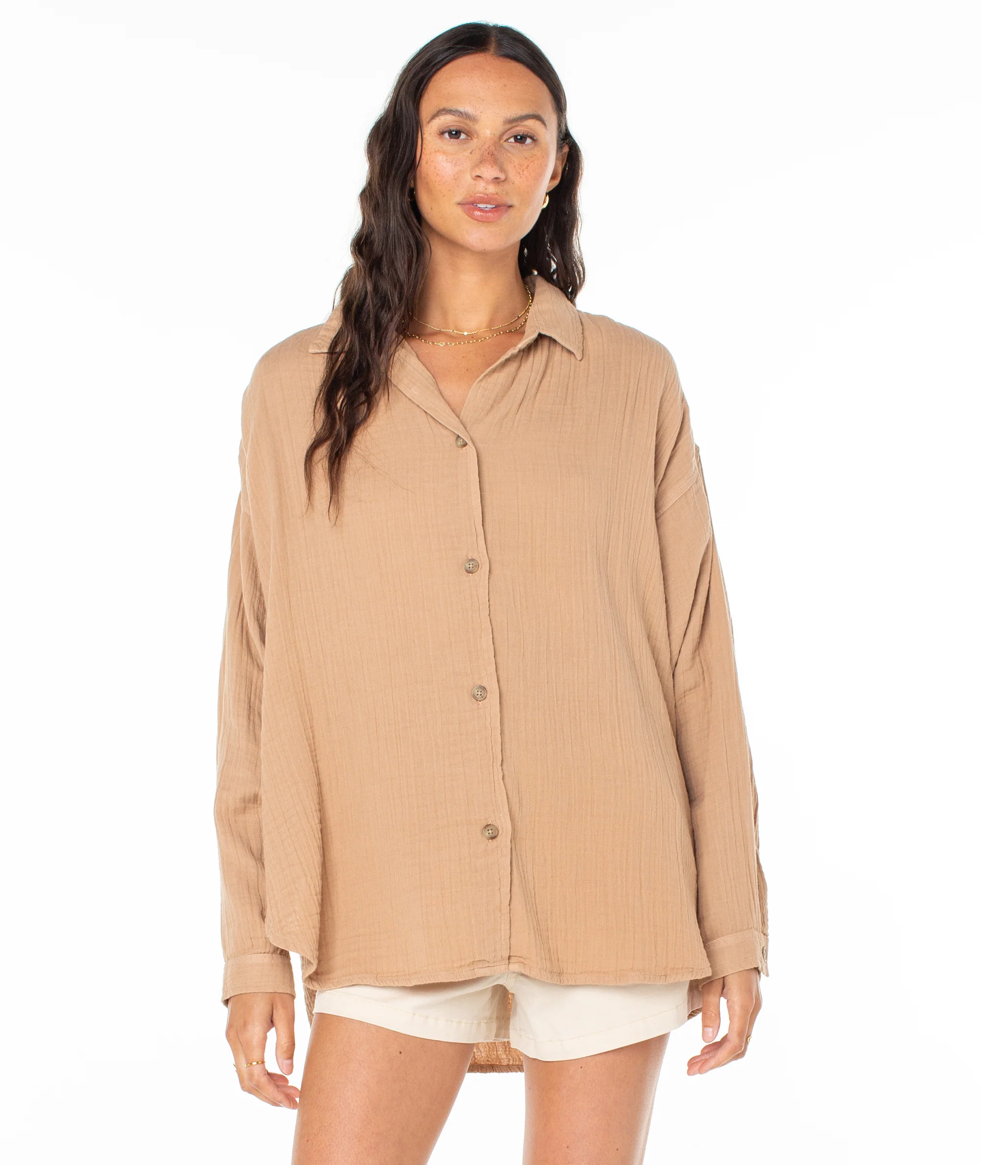 Roxy Morning Time Button Up - Praline