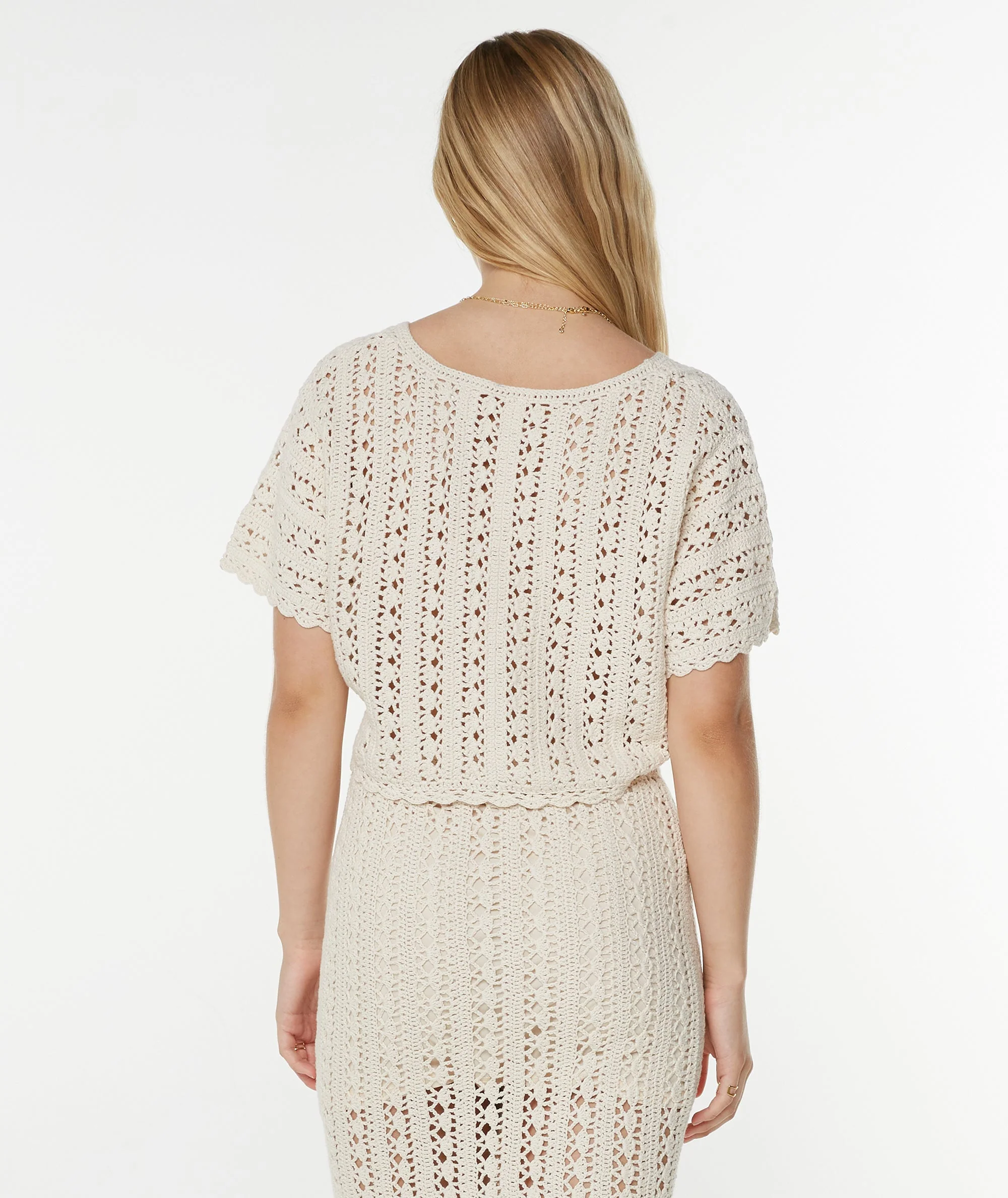 Roxy Sea Swirl Crochet Tee - Parchment - Image 2
