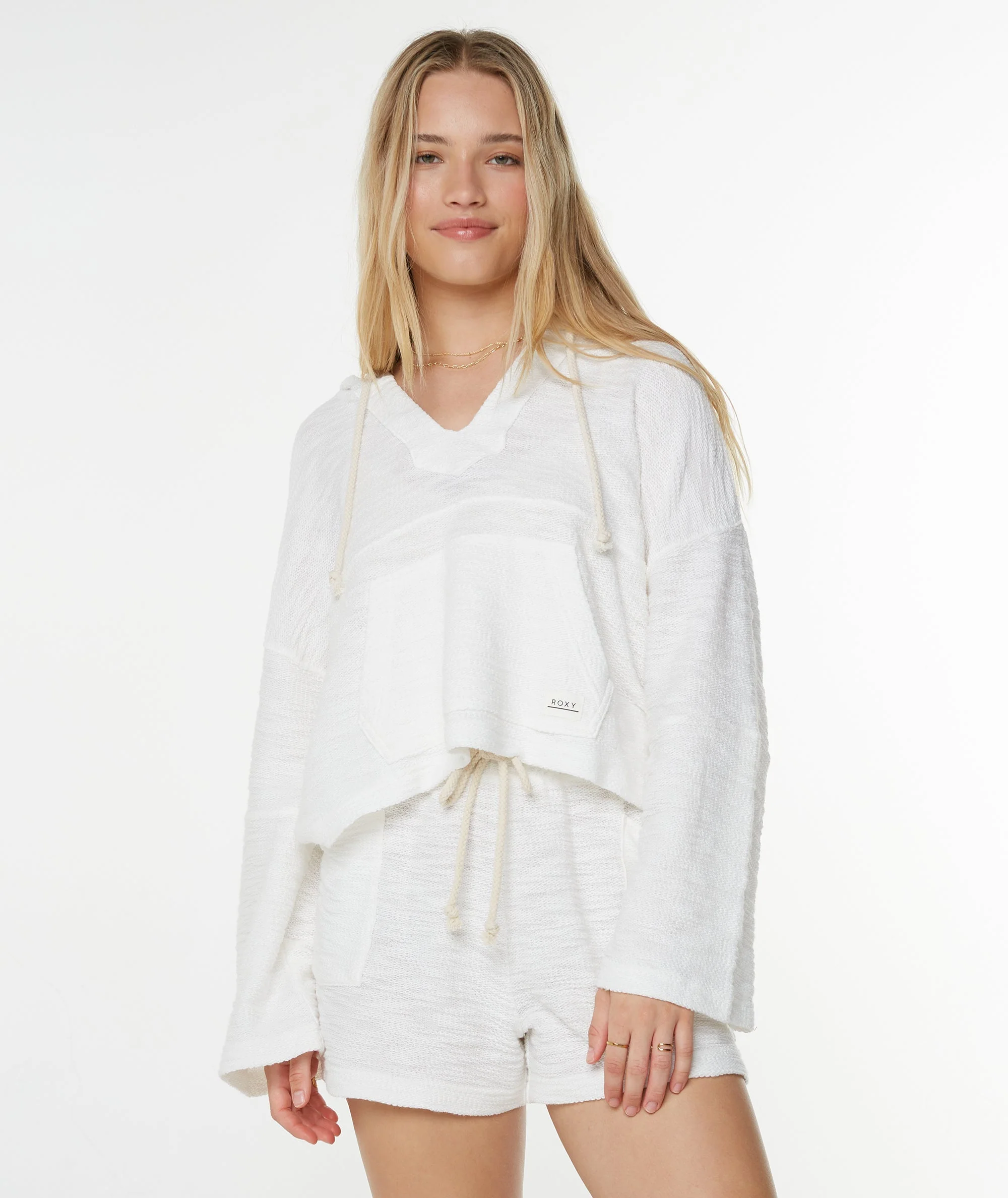 Roxy Women's Rich Coast Poncho - Snow White Solid