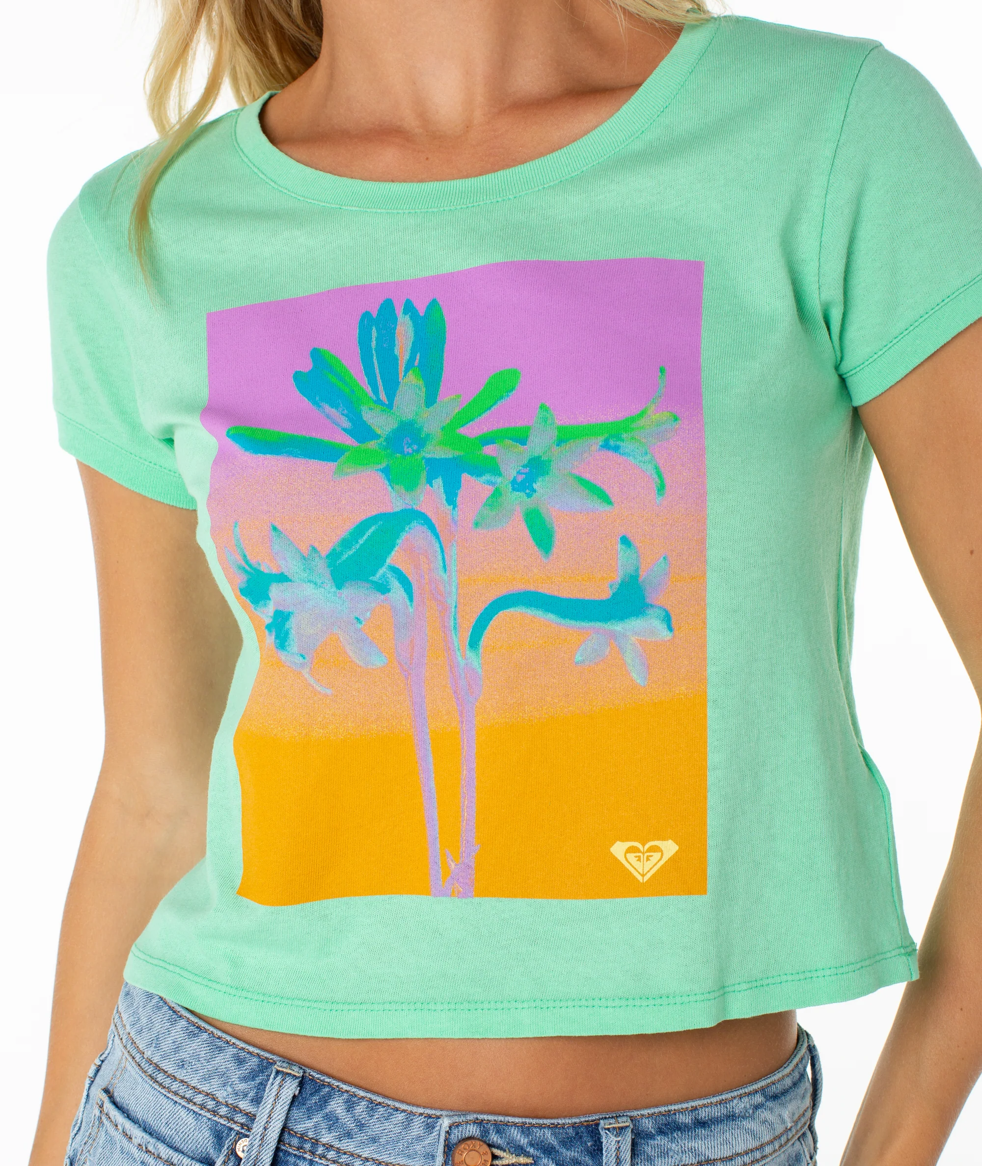 Roxy Women's Tuberose Tee - Spring Bud Solid - Image 3