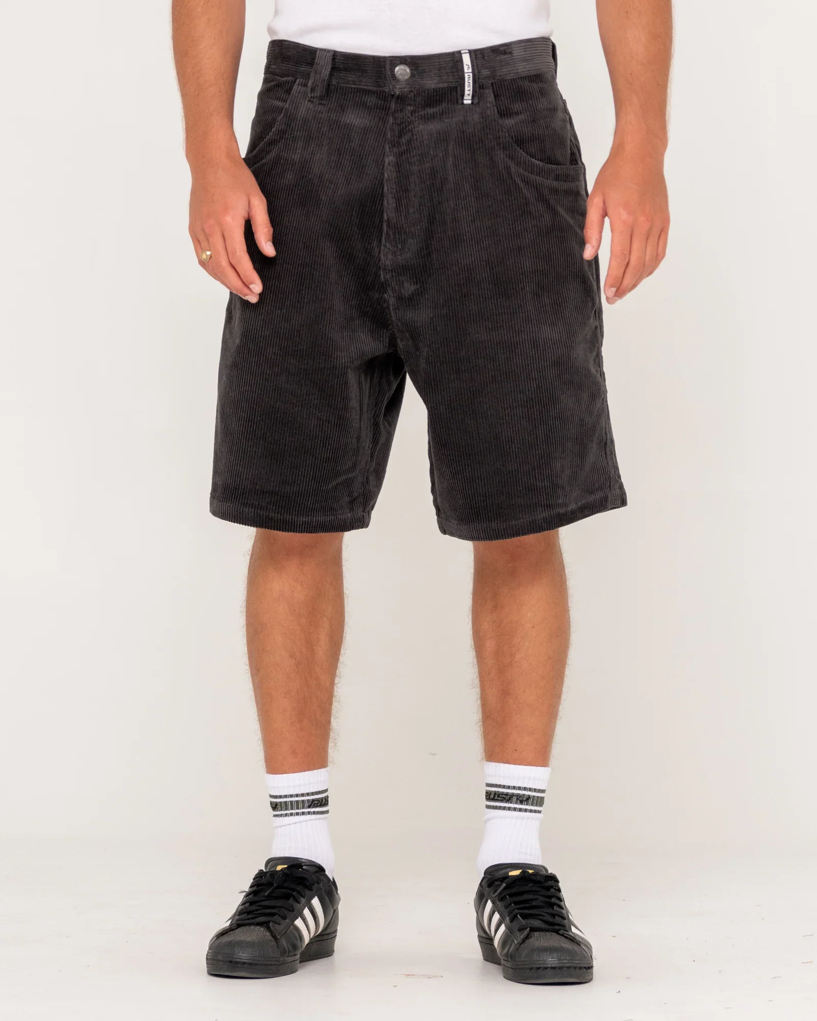 Rusty Men's Flip Daddy 22" Baggy Cord Short - Coal