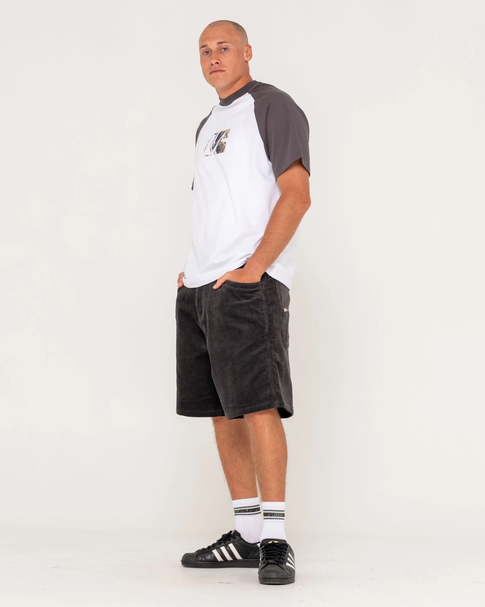Rusty Men's Flip Daddy 22" Baggy Cord Short - Coal - Image 2