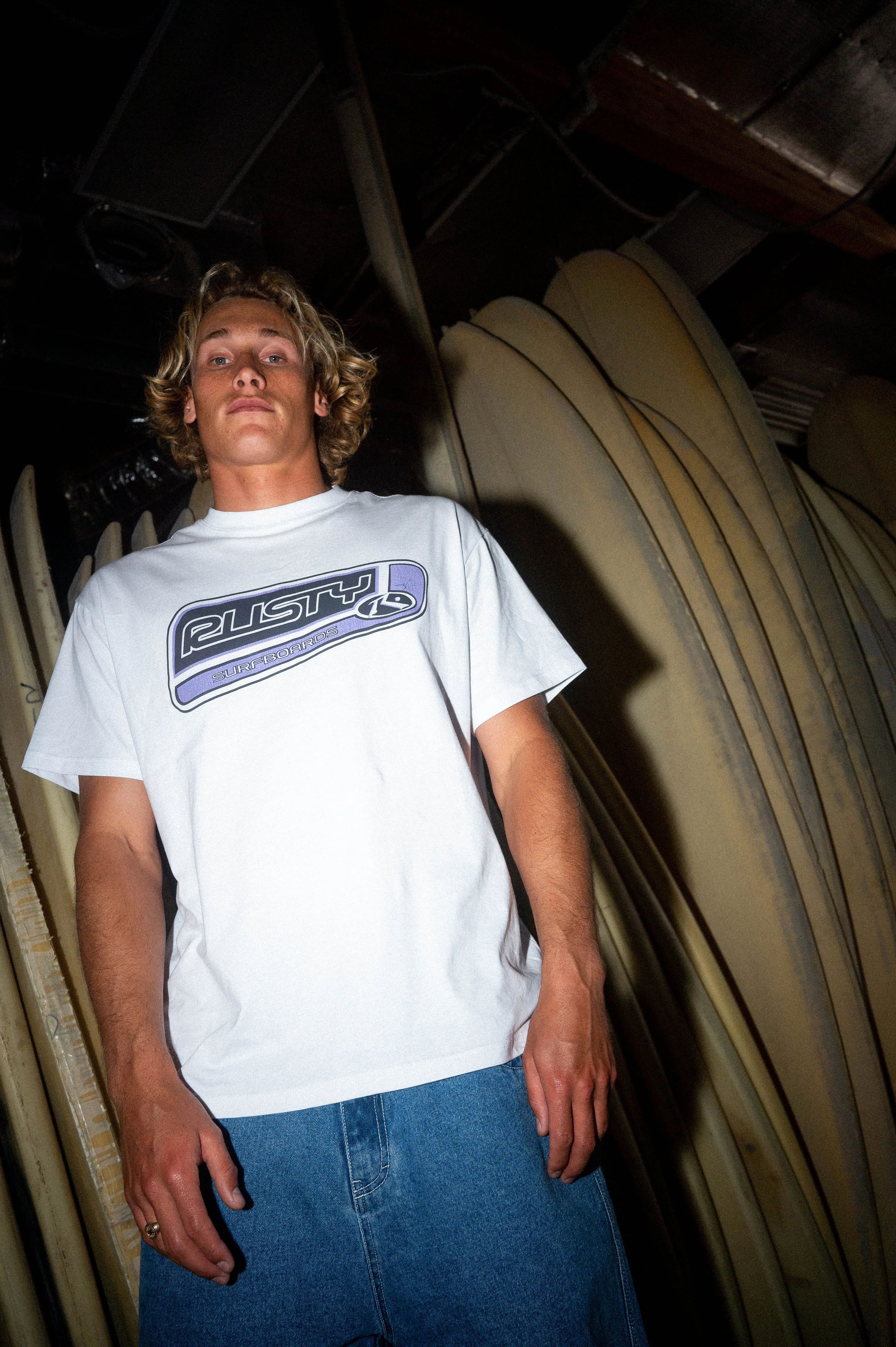 Rusty Road House Short Sleeve Tee - White/ Purple
