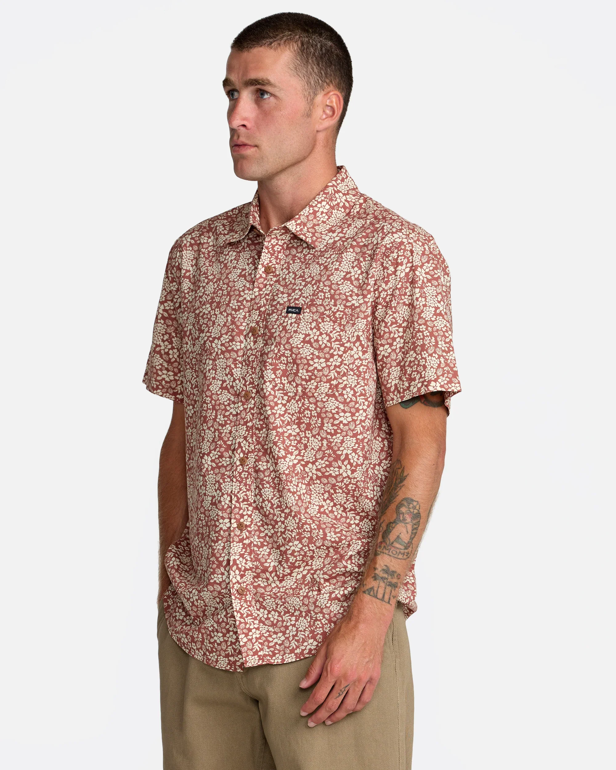 RVCA Botanical Short Sleeve Shirt - Rawhide - Image 3
