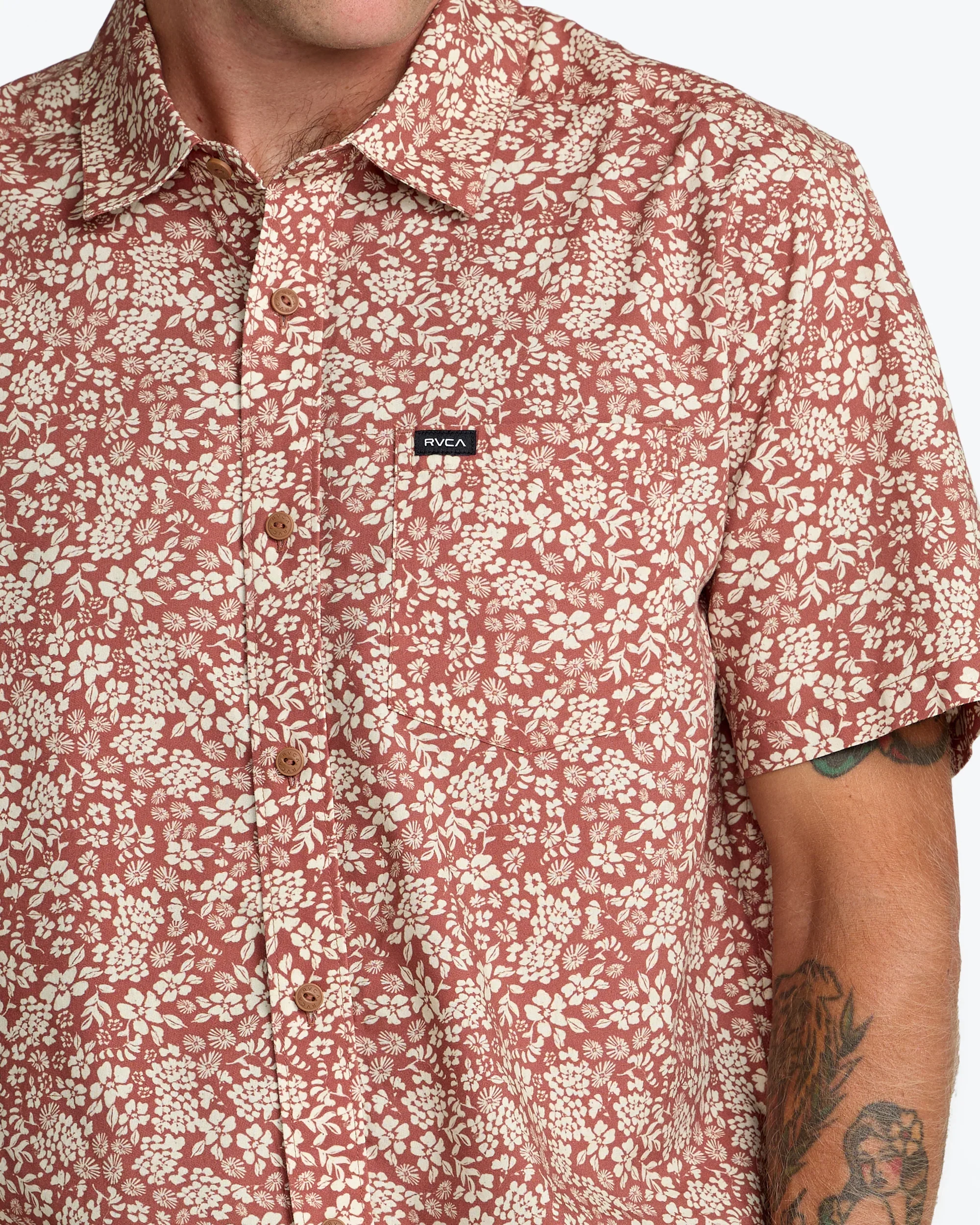 RVCA Botanical Short Sleeve Shirt - Rawhide - Image 4