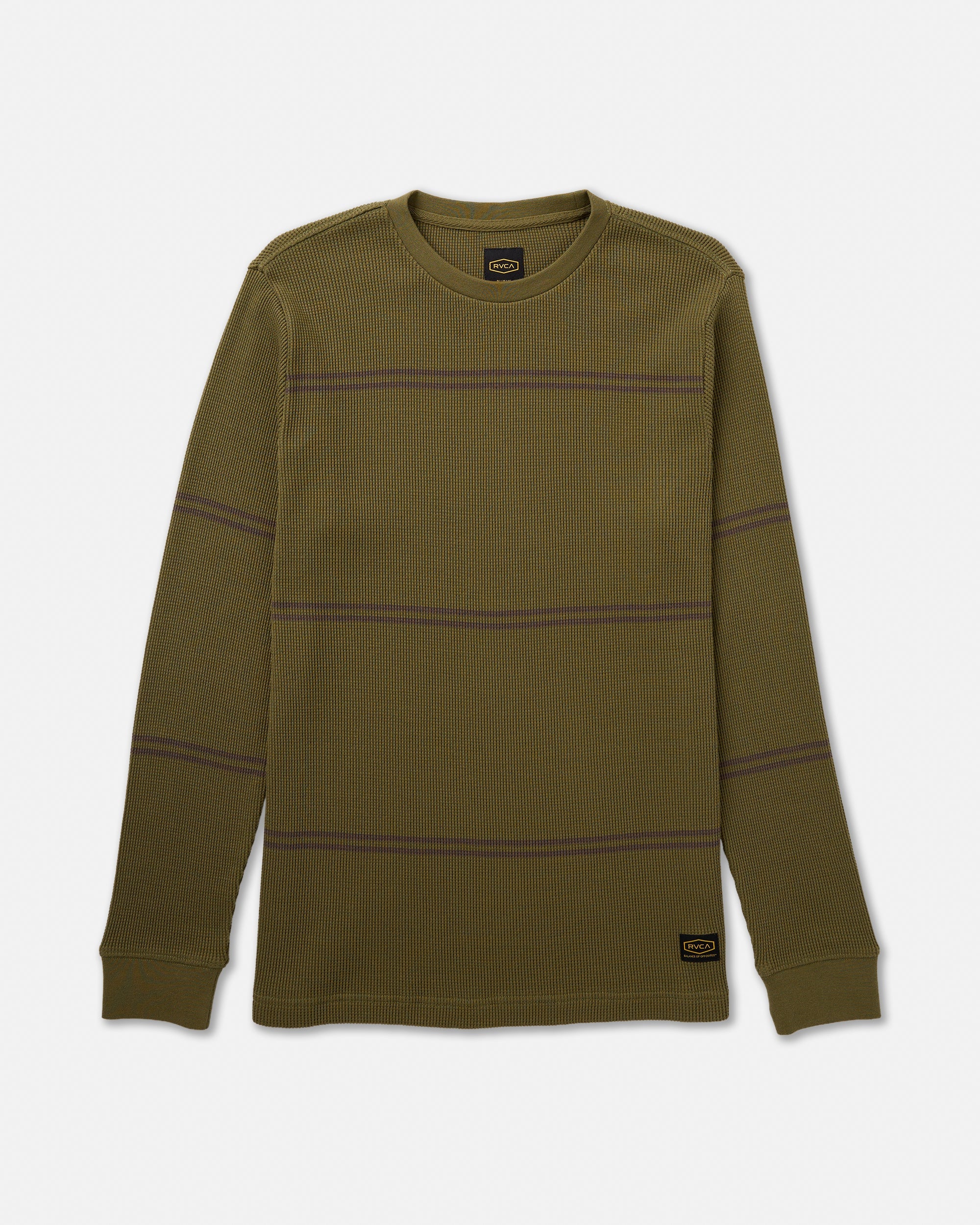 RVCA Dayshift Long Sleeve Stripe Thermal - Olive
