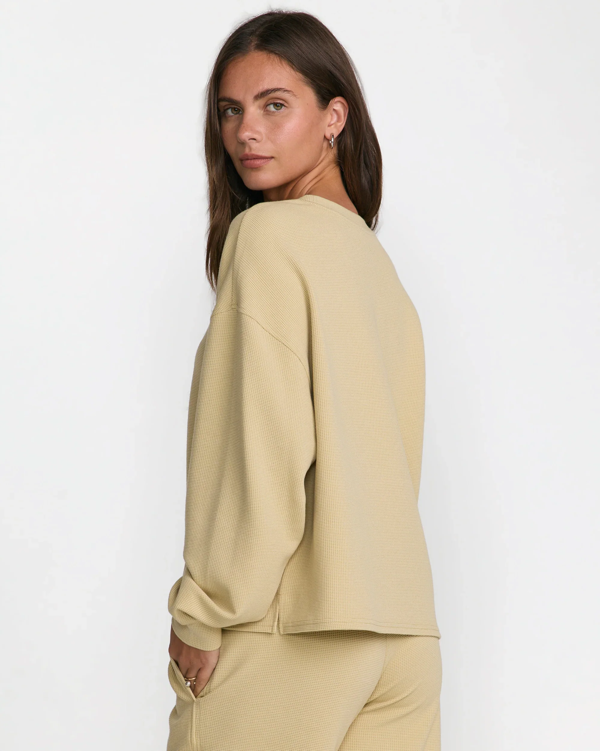 Rvca Glory Waffle Pullover - Vintage Khaki - Image 2