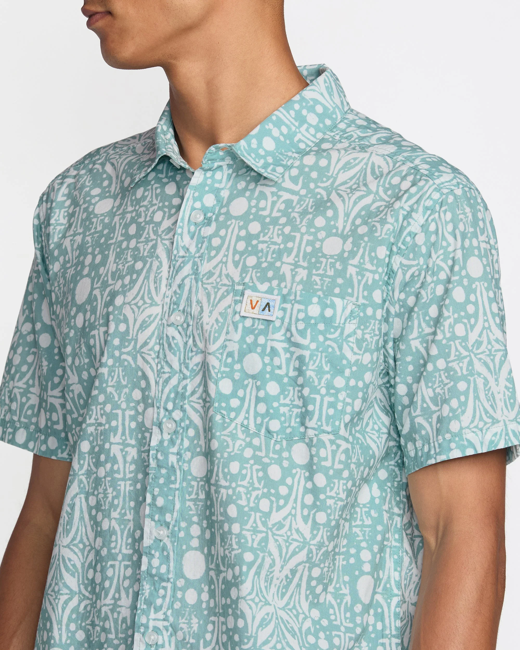 RVCA Jacobs Archive Print Short Sleeve Shirt - Blue Haze - Image 2