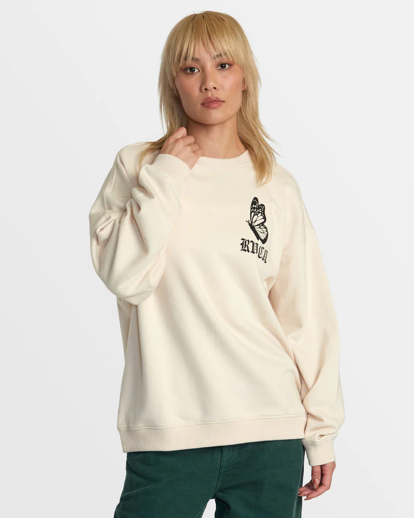 RVCA JUST FLOATIN CREW SWEATSHIRT - LATTE - Image 2