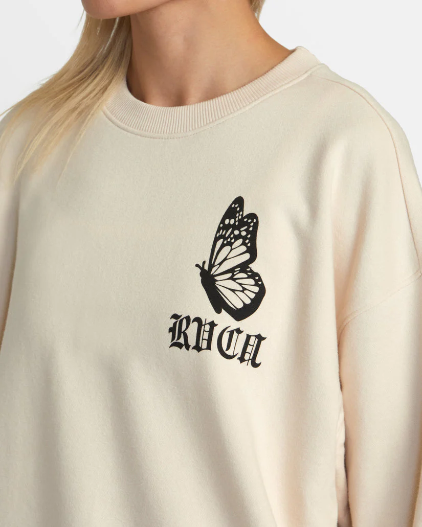 RVCA JUST FLOATIN CREW SWEATSHIRT - LATTE - Image 3