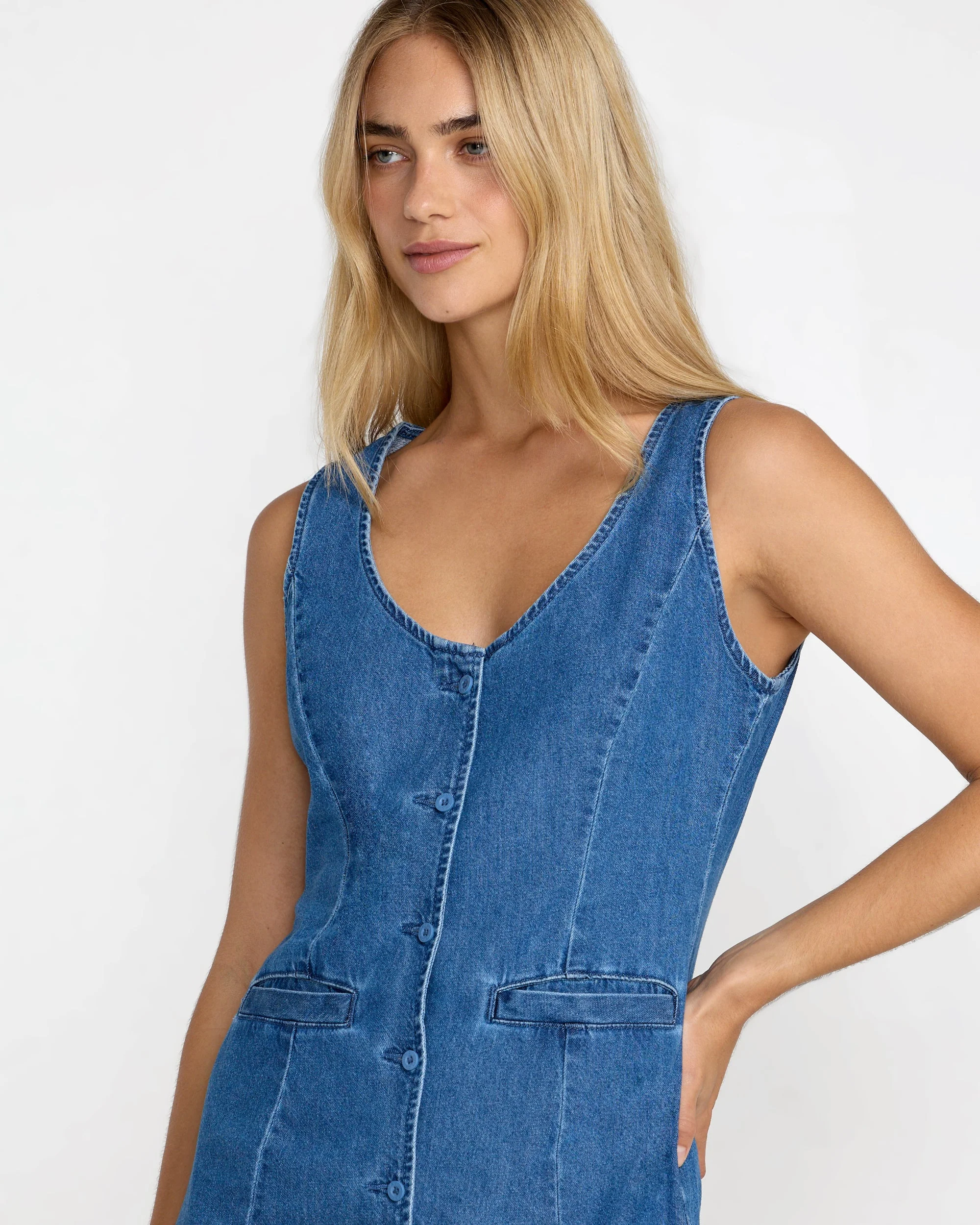 Rvca Lainey Mini Dress - Crystal Blue - Image 2