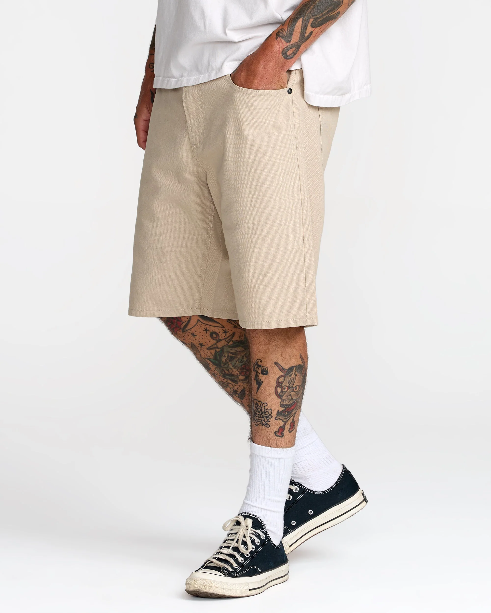 RVCA Men's Dayshift 5 Pocket Short 21" - Light Khaki - Image 2