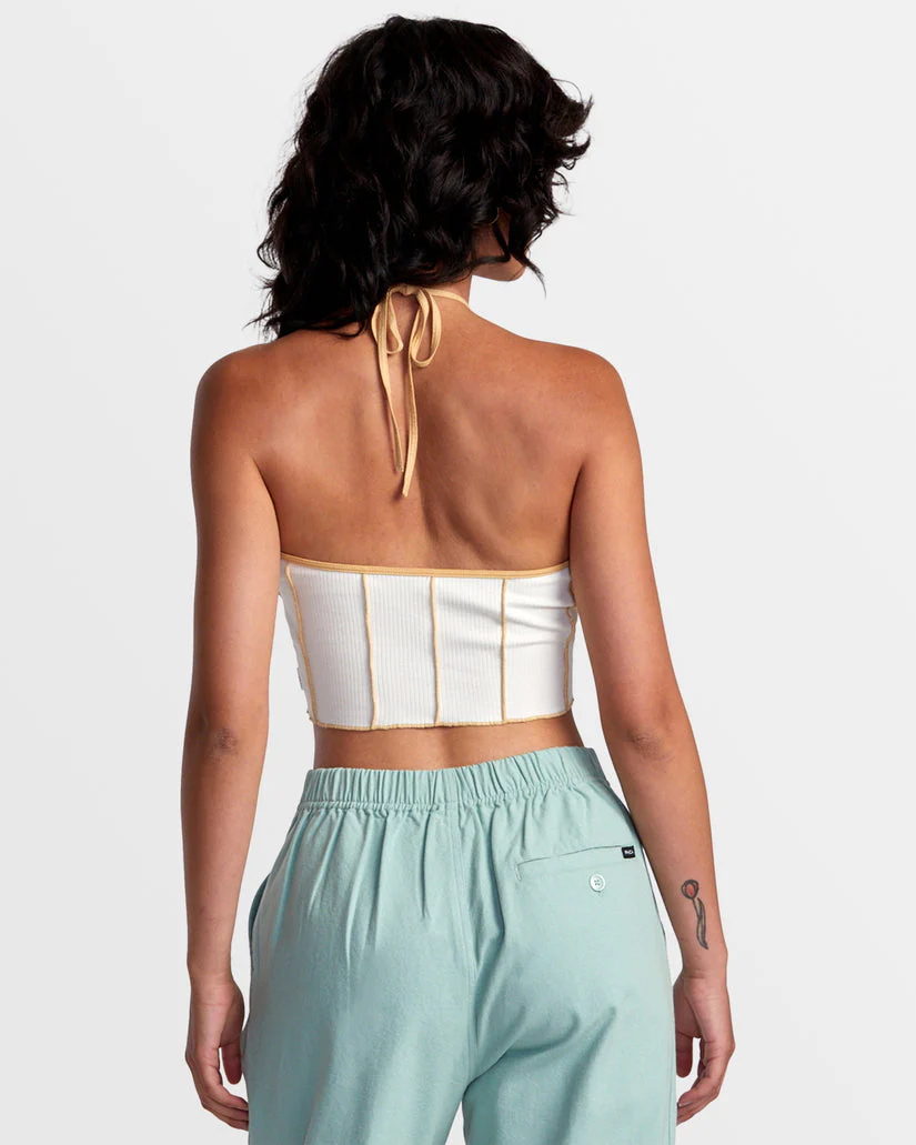 RVCA PIPER HALTER CROP TOP - LATTE - Image 2
