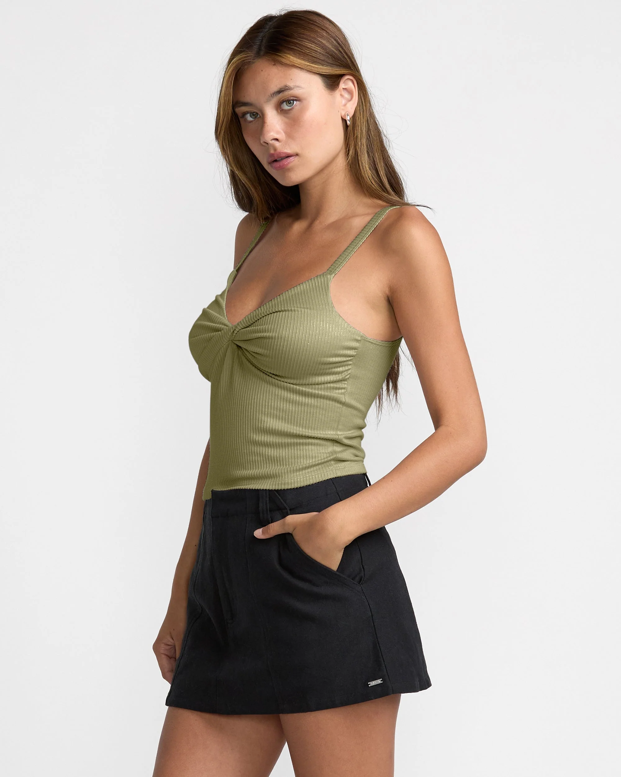 RVCA Slate Twist Tank - Thyme Green - Image 3