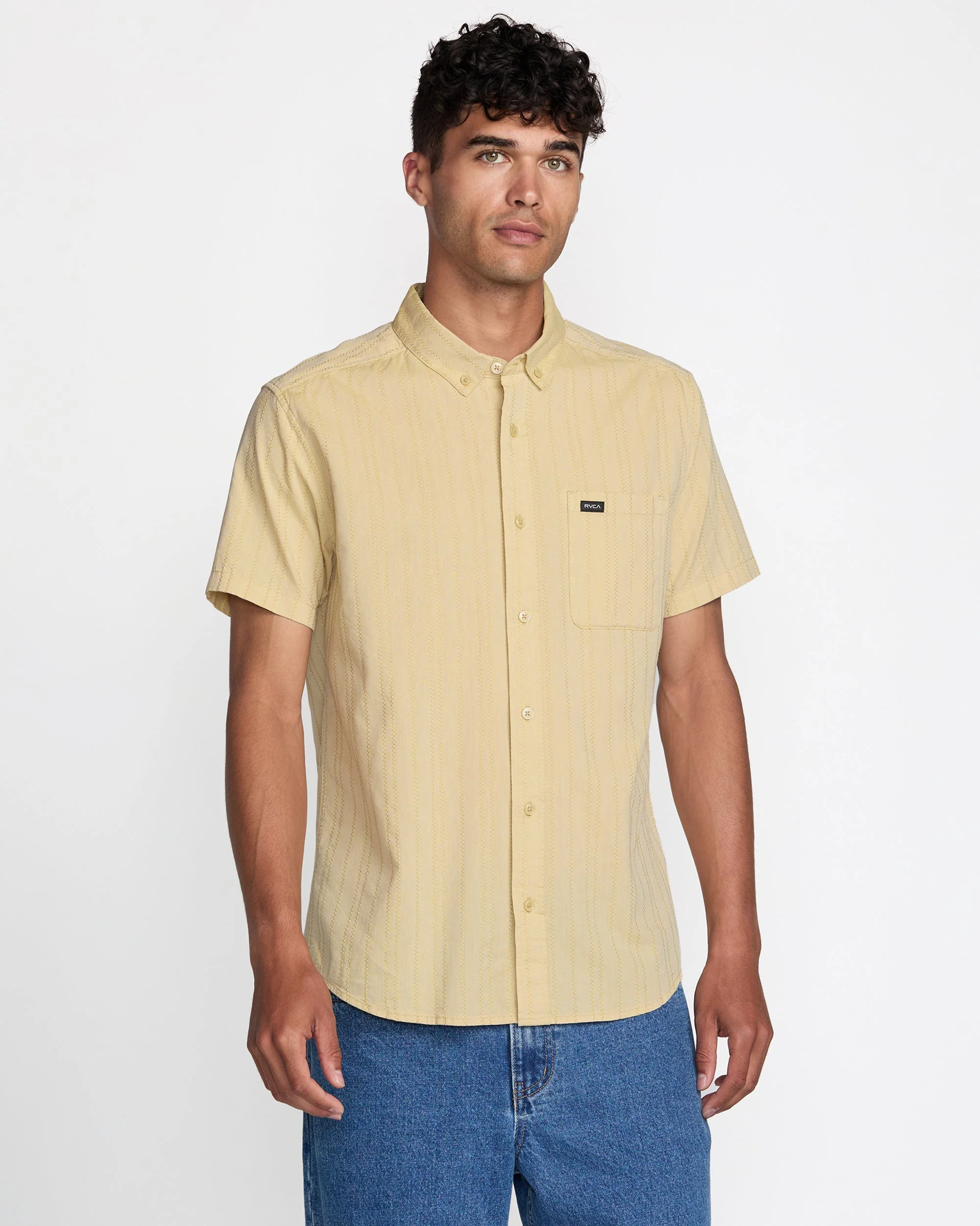 RVCA That'Ll Do Stripe Short Sleeve Shirt - Natural