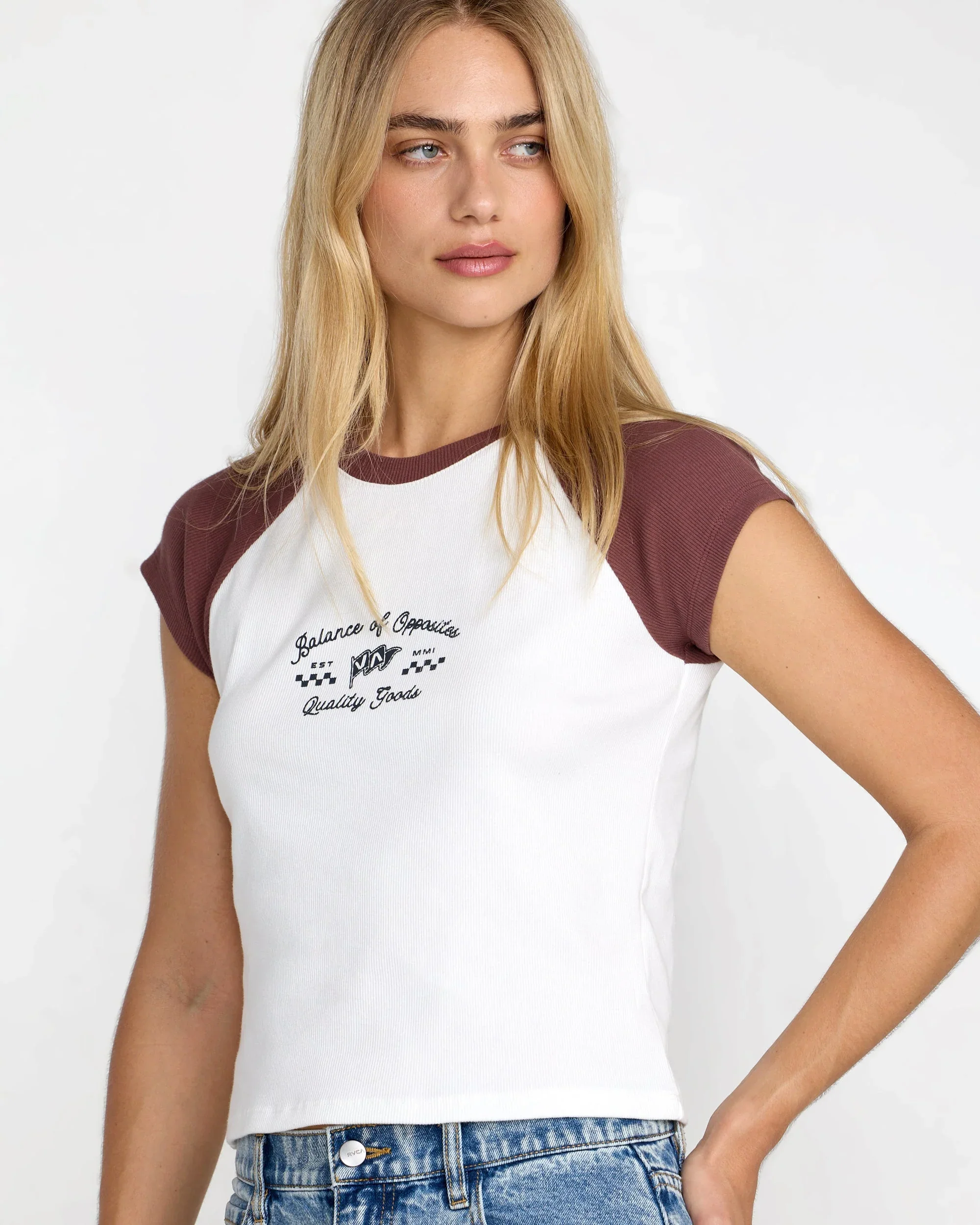 RVCA Women's Ribbed Slim Tee - Terra Brown