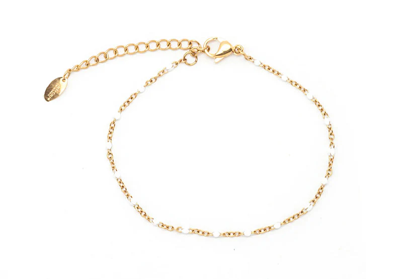 Salty Cali Sweet Dots Anklet - WHITE