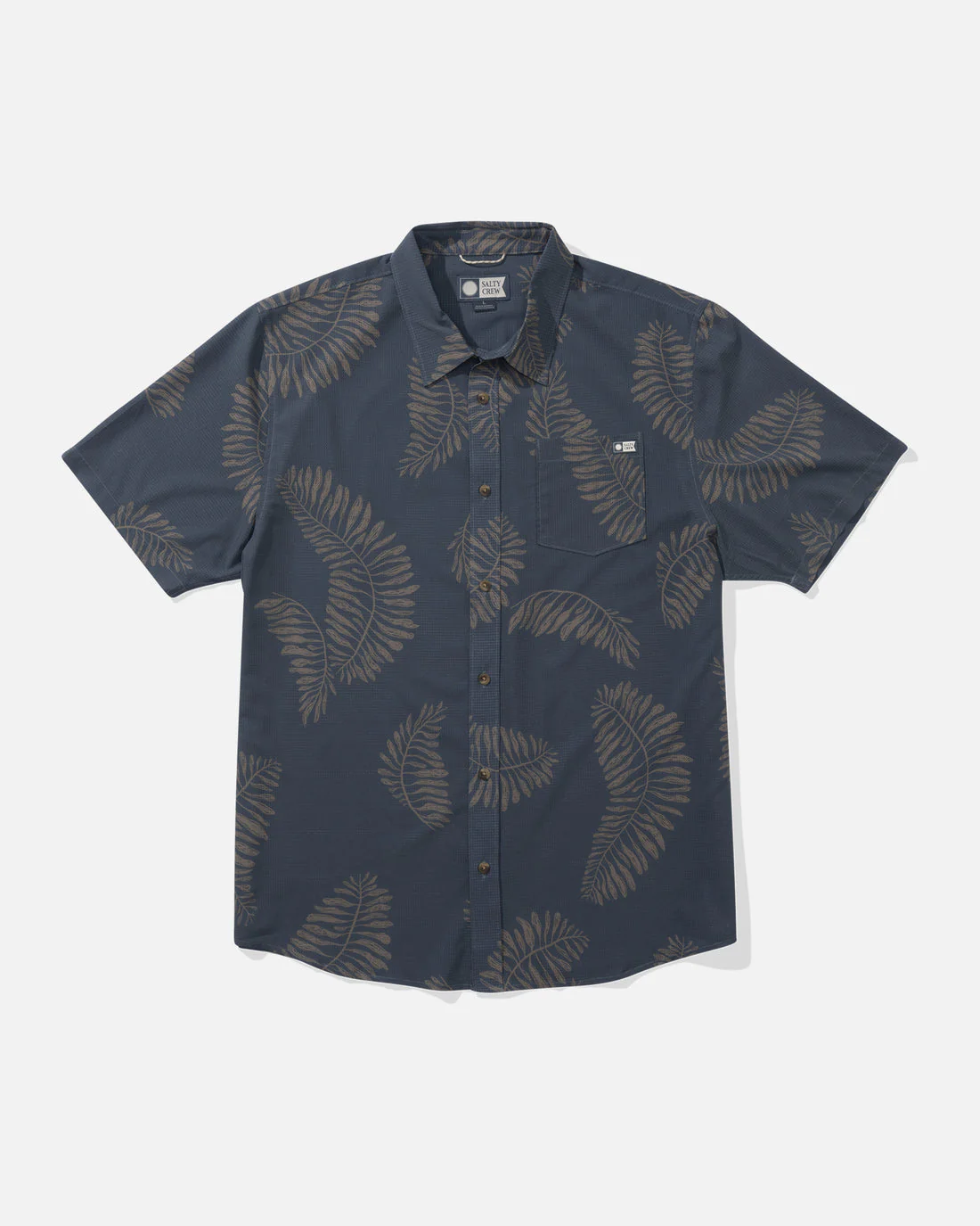 Salty Crew Stringer Perforated UV Button Up - BLUEFIN